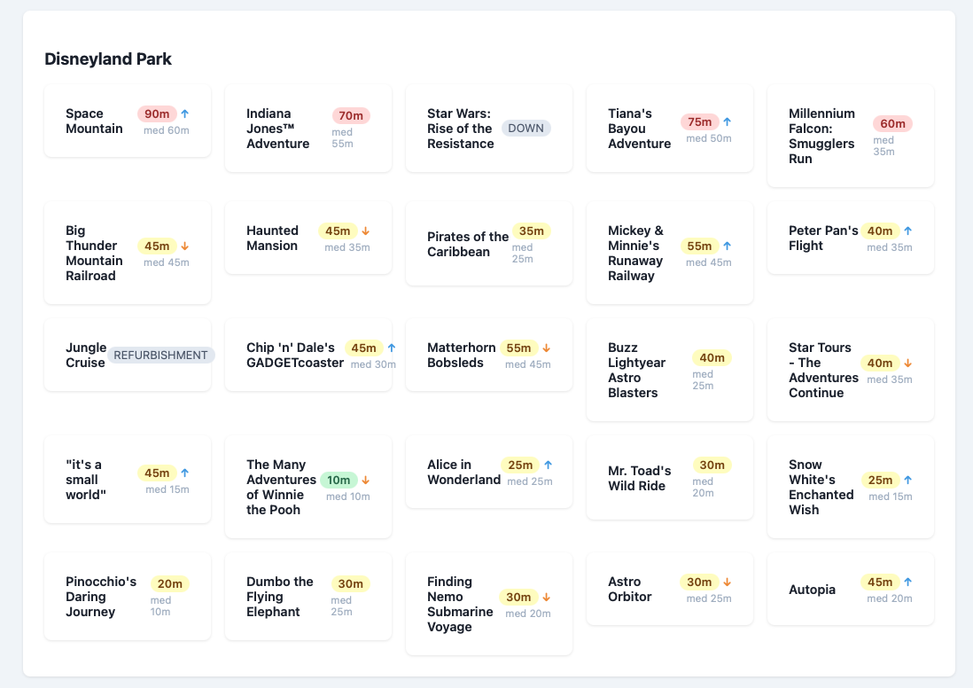 Disneyland Park Dashboard